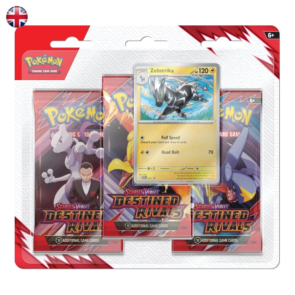 Pokémon Destined Rivals SV10 Zebstrika 3 Pack Blister EN