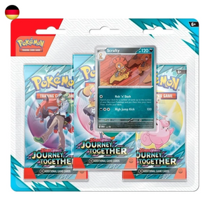 Pokémon Reisegefährten SV09 Scrafty Black Star Promo 3-Pack Blister DE