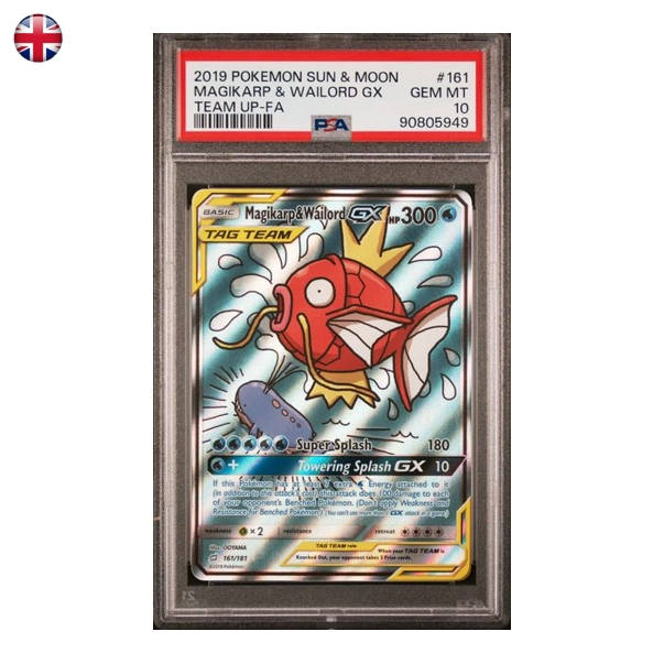 Pokémon PSA 10 Team Up Magikarp & Wailord GX (Alternate Full Art) #161/181 EN