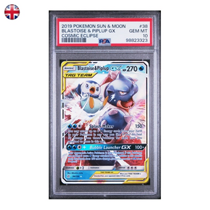 Pokémon PSA 10 Cosmic Eclipse Blastoise & Piplup GX #38 EN